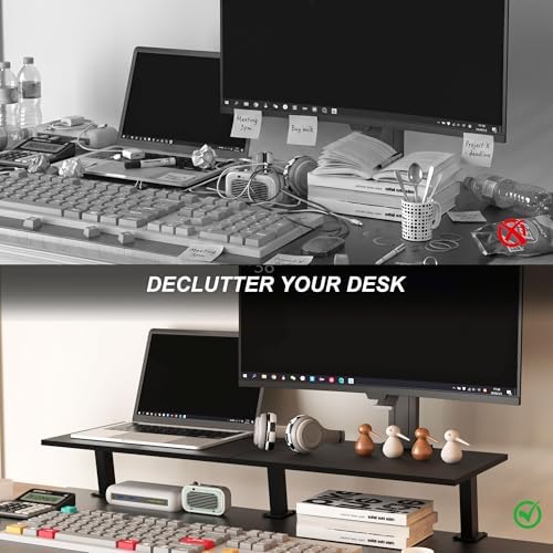 30-Inch Desktop Clamp-on Shelf & Monitor Riser, 2-in-1 Reversible Design – Fits Either Side of Desk, C-Clamp for Stabili