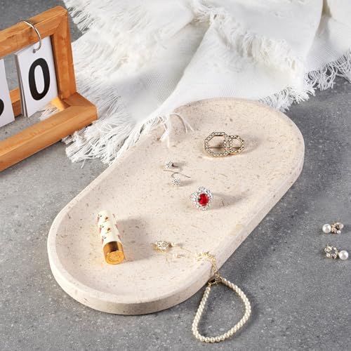 Koville Marble Vanity Tray for Decor, Natural Bathroom Tray for Bathroom Countertop, Stone Decorative Trays for Dresser 