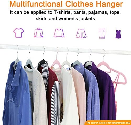 50+10 Pack Non-Slip Velvet Hangers Suit Clothes Hanger Space Saving Hangers 15~20LBS Heavy Duty Flocking Hangers 16.5inch
