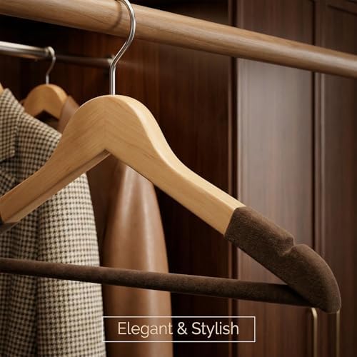 Wooden Hanger for Clothes Hanging | Hangers for Wardrobe and Cupboard | Non-Slip Bar | Precisely Cut Notches | 360 Degre