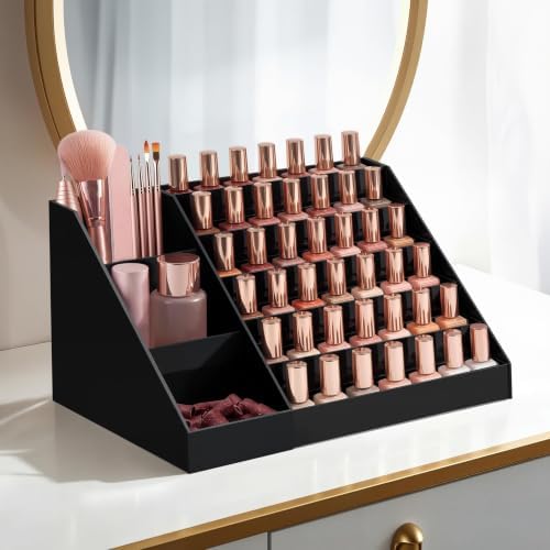 HBlife 6 Tier Nail Polish Organizer with Nail Supplies Organizer, Acrylic Nail Polish Holder & Display Stand for Gel Pol