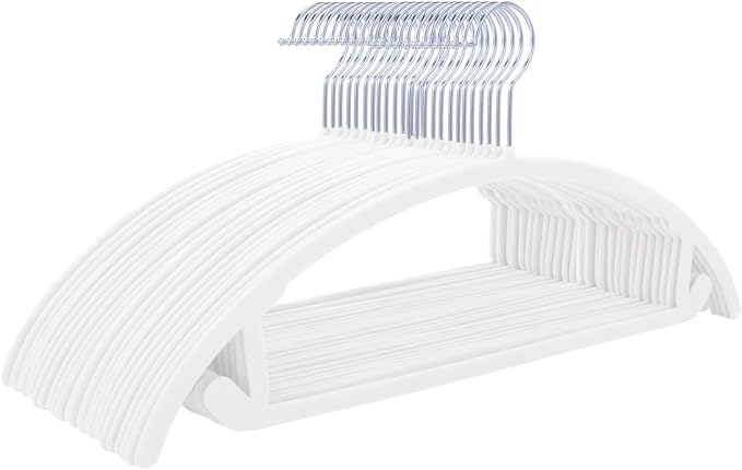 MIZGI Premium Velvet Hangers 30 Pack Heavyduty- Non Slip No Shoulder Bump Suit Hanger - Chrome Hooks,Space Saving Clothes Rounded Shape for Coat,Sweater,Jackets,Pants