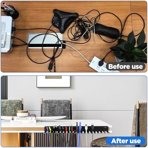 2 Pcs Wall Mountable Cable Hanger – Heavy-Duty Carbon Steel Cord Organizer with 19 Slots (0.2“-0.35”), Black – 15.8 x 2.