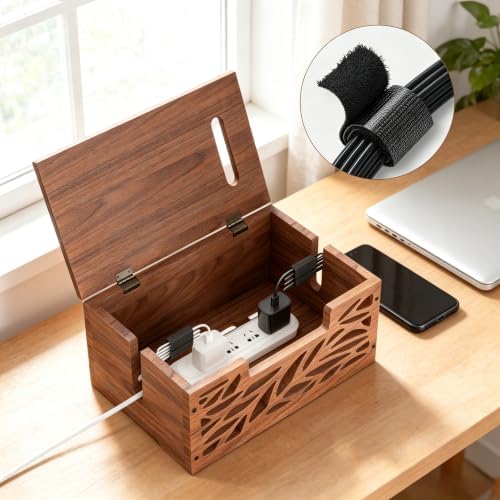 Wooden Cable Management Box, Large Cord Hider Box, Cord Box