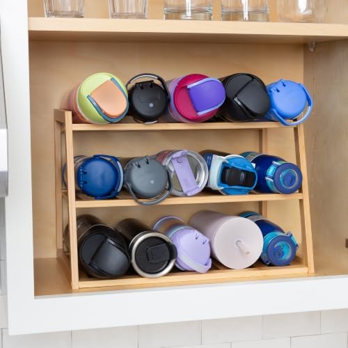 Honey-Can-Do 3-Tier Bamboo Water Bottle Organizer for Cabinet