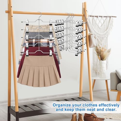 Pants Skirt Hangers with Clips 4 Pack 5 Tier