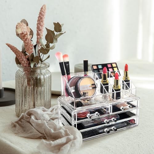 Ikee Design Acrylic Clear Makeup Cosmetics Lip Gloss 4 Drawers Organizer