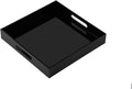 KEVLANG Glossy Black Acrylic Serving Tray - 14x14Inch, Multipurpose, Sturdy, Modern Style, Spill Proof, Countertop Organizer, Vanity Table Tray