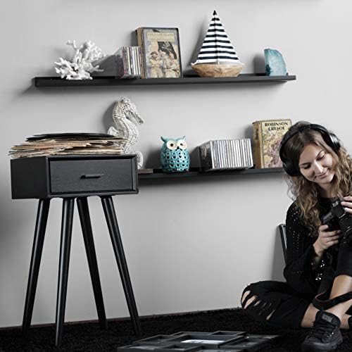 Wallniture Denver 46" Black Floating Shelf for Wall Collage, Picture Ledge Shelf for Living Room Decor
