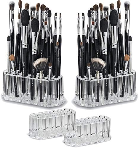 Acrylic Makeup Brush Organizer Slim Handle Storage Holder 26 Space Organization Cosmetic Storage Display Case Refillable