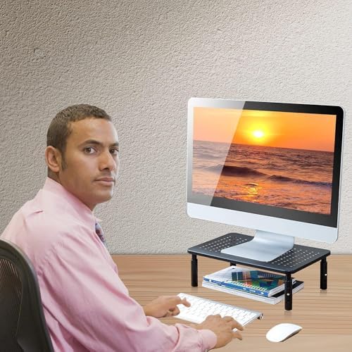 suptek Monitor Stand Riser for Computer,Laptop,Printer, Notebook and All Flat Screen Display with Vented Metal Platform,
