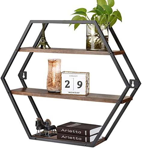 Hexagon Shelves for Wall, Decorative Hexagon Floating Shelves