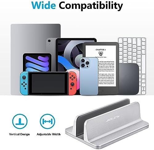 JARLINK Vertical Laptop Stand, Adjustable Aluminum Desktop Holder, Silver