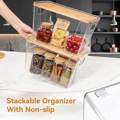 2-Pack Trash Bag Holder Dispenser with Bamboo Lid