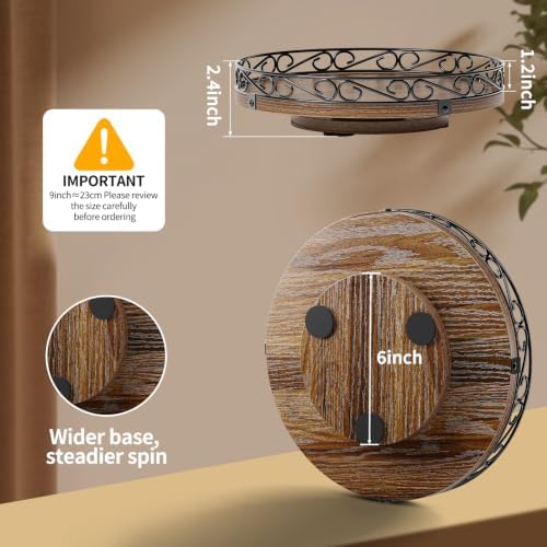 9'' Lazy Susan Turntable Organizer for Table Top, Wooden Lazy Susan Cabinet