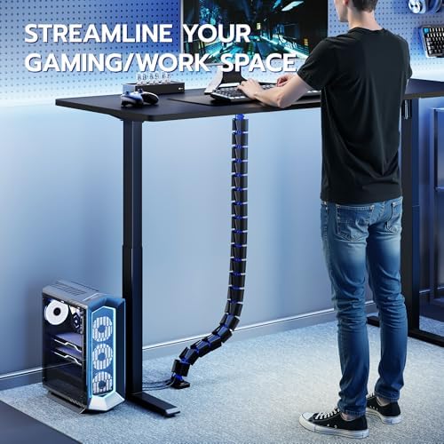 ARES WING Under Desk Cable Management Spine, Screw-On Vertebrae Cord Organizer for Standing Desk, Length-Adjustable with