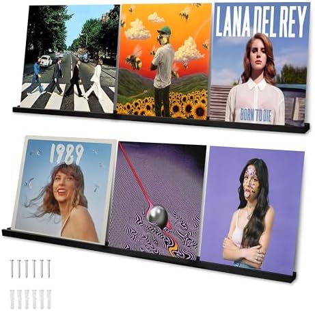 Ilyapa Vinyl Wall Mount Record Shelf - 39.5in, Holds 6 Records