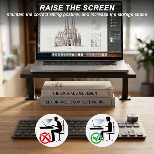 15-Inch Desktop Clamp-on Shelf & Monitor Riser, 2-in-1 Reversible Design – Fits Either Side of Desk, C-Clamp for Stabili