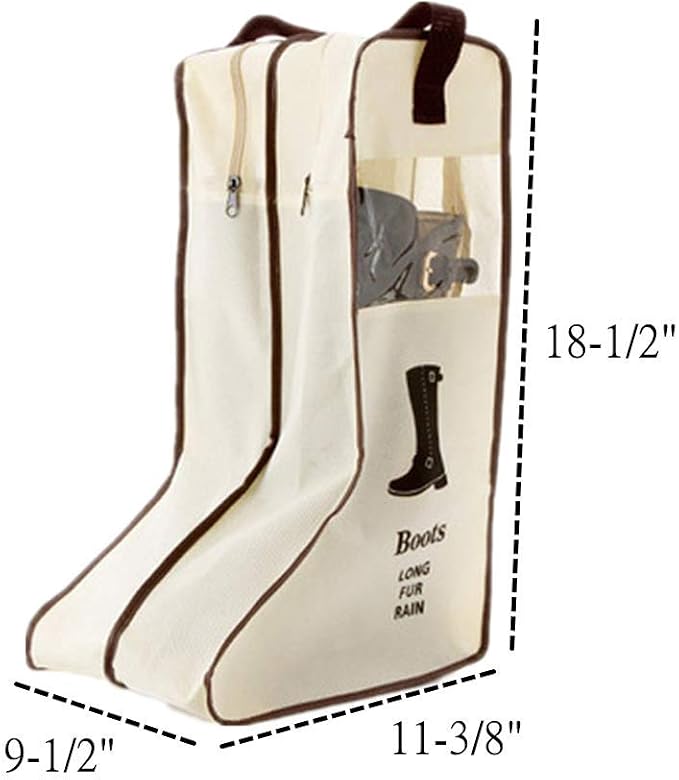 Portable 2 Pack Boots Storage,Tall Boots Storage/Protector Bag, Boots Cover (Beige)