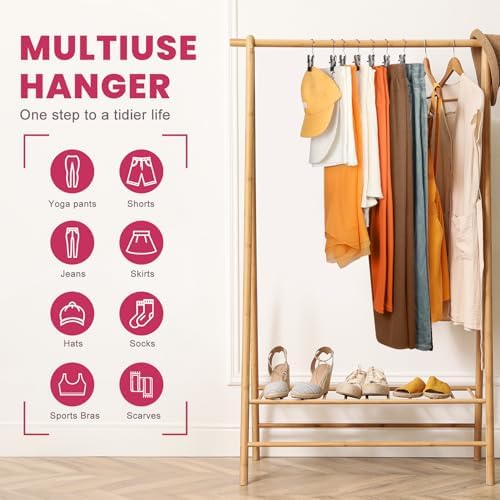 50 Pack Pants Hangers with Clips,Legging & Jean Hangers for Closet Hanging