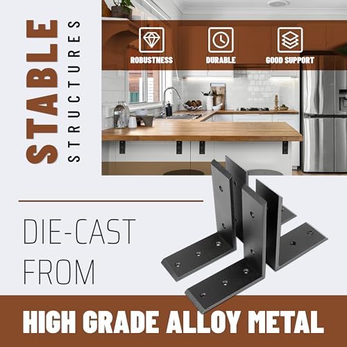 ECOTRIC 4Pcs Heavy Duty Countertop Support Brackets 8 x 6 x 2.5 inches 1/2"