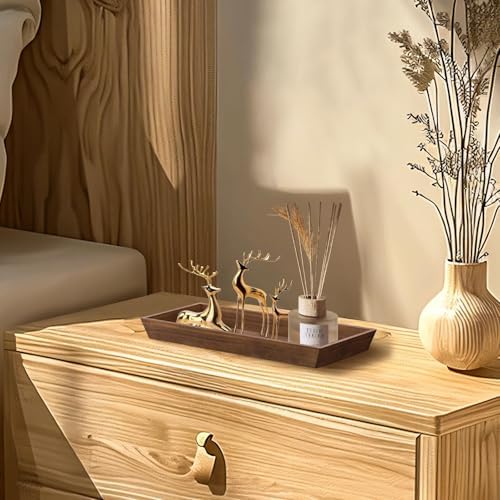 MAONAME Brown Rustic Long Narrow Tray, 12.2"x 5" Wood Bathroom Vanity Tray