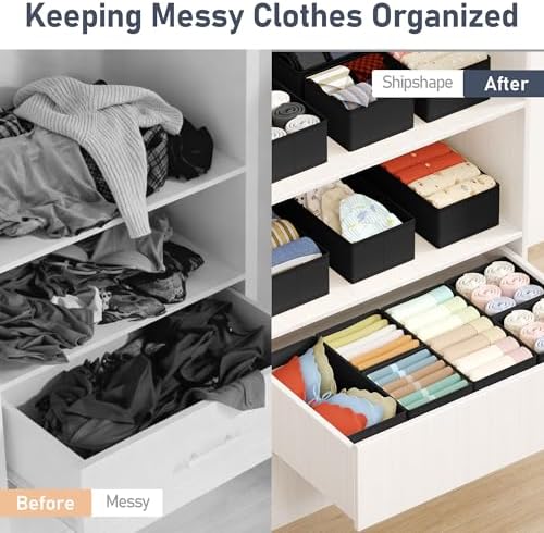 DIMJ Drawer Organizer Clothes Storage - 18 Pack Baby Dresser Organizer for Nursery, Foldable Drawer Dividers for Bedroom