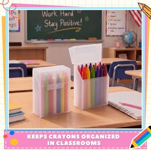Clabby 12 Pcs Clear Plastic Crayon Boxes Hold 24 Count, Clear