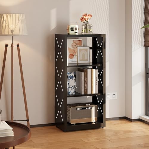 SteeLoong 3 Tier Bookcase,Metal Bookshelf with Adjustable Feet & Shelves