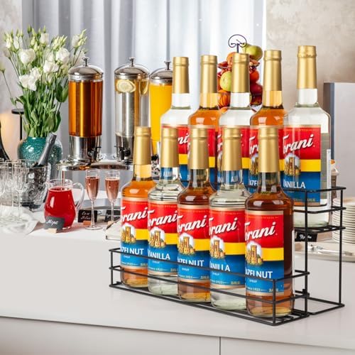 10 Bottle Capacity Coffee Syrup Organizer 2 Tier Coffee Syrup Stand Shelf for Coffee Bar Kitchen Small Wine Rack for Bar
