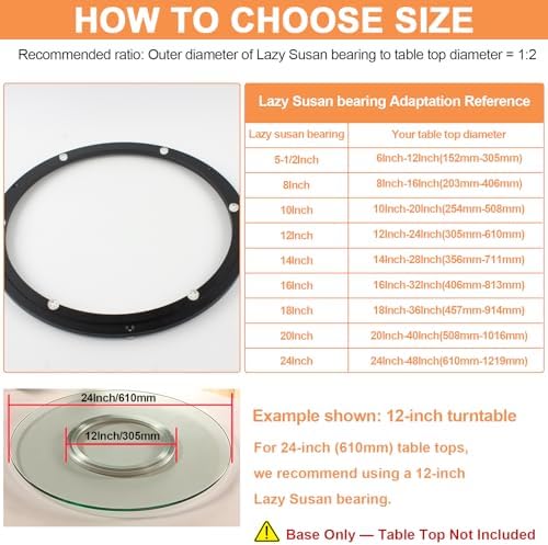 TamBee 6 Inch Lazy Susan Bearing Base - Aluminum Heavy Duty Lazy Susan Turntable Mechanism Kit for Smooth Rotation, Univ