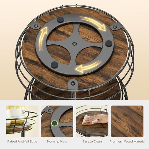 LAMU 3 Tier Lazy Susan Turntable Rotating Spice Rack Organizer for Cabinet