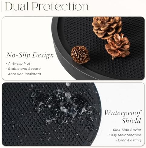 EOSAHR Wooden Lazy Susan Turntable, Non-Skid Rotating Tray Organizer, Black