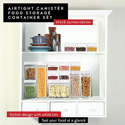 DWËLLZA KITCHEN Airtight Food Storage Containers with White Lids – 0.4L 6 Pc Clear Plastic Kitchen canisters Pantry Organization for Spices, Candy, Nuts, BPA-Free, Keeps Food Fresh & Dry