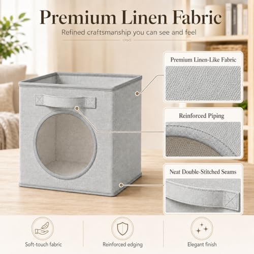 Fabric Storage Cubes with Mesh Window, 11'' Cube Storage Bin, Gray, 4 Pack