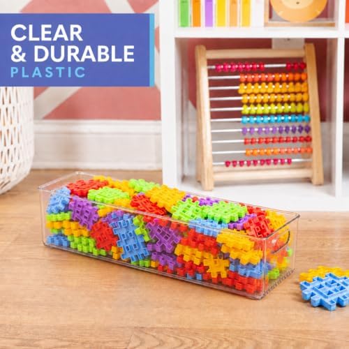 primebox Plastic Food Storage 6 Pack Clear Container Bin with Handles for Organizing Kitchen, Pantry, Refrigerator, Free
