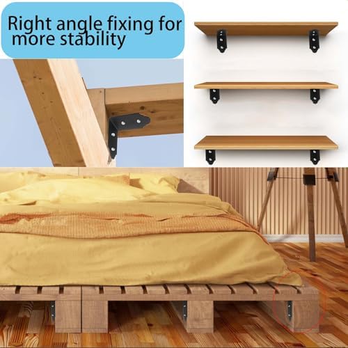 4Packs 90 Degree Angle Bracket Large L Brackets , 6" Heavy Duty Connector Brace, Building Products Decorative Knee Brace