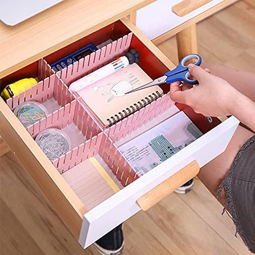 ZOENHOU 60 PCS DIY Drawer Divider Organizers, Pink Grid Drawer Dividers, Adjustable Premium Plastic Organizers for Makeu