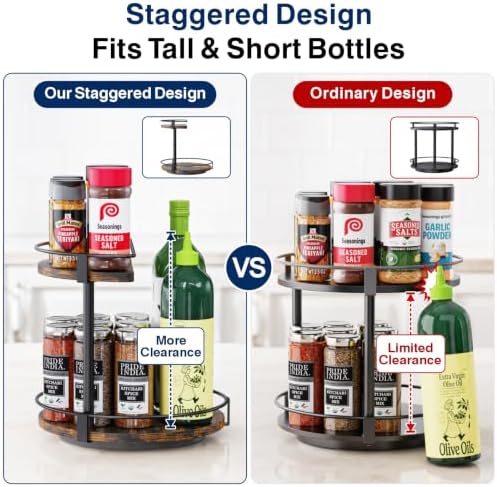 iSPECLE Lazy Susan Spice Rack - 10.2" Lazy Susan Turntable Easy Find Spice