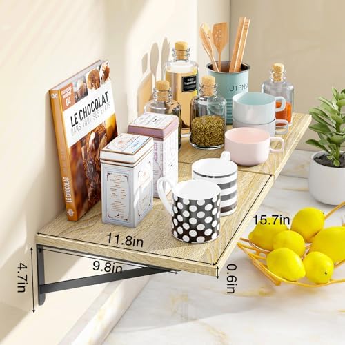 Fixwal 2pcs 11.8 in Deep Floating Shelves for Wall (Rustic Brown, 15.7" L)