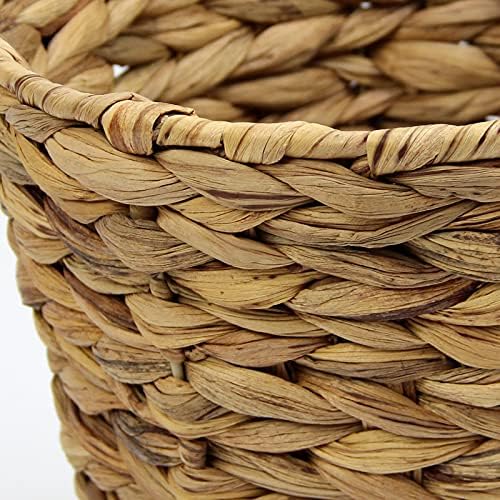 Casaphoria Round Water Hyacinth Garbage Baskets for Storage Natural Woven Hyacinth Laundry Rubbish Basket Durable Circul