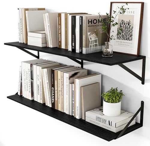 Heimlove 40W x 12D Deep Floating Shelves Set of 2 Black