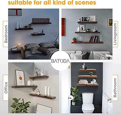 BATODA 6" Floating Shelf Bracket Heavy Duty (16 pcs) – Solid Steel Blind Shelf Supports - Hidden Brackets for Floating W