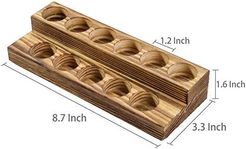 MyGift 8.5 Inch Burnt Wood Essential Oil Holder, 2 Tier Rack, Holds 11