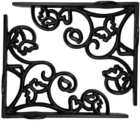 Adonai Hardware "Hallelujah" Black Antique Iron Shelf Bracket (Supplied as 2 Pieces per Pack) - Black Powder Coated