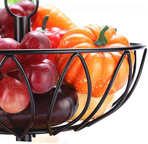 2 Tier Fruit Basket Bowl, Vegetable Organizer, Metal Black