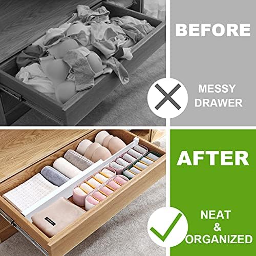 ANTOWIN Bamboo Drawer Dividers Organizers, Expandable Drawer Separators Splitter,17-22 inches Long Adjustable Spring-loa