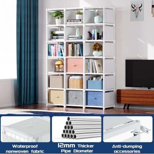 Mavivegue Book Shelf, 18 Cube Storage Organizer, DIY Bookcase White