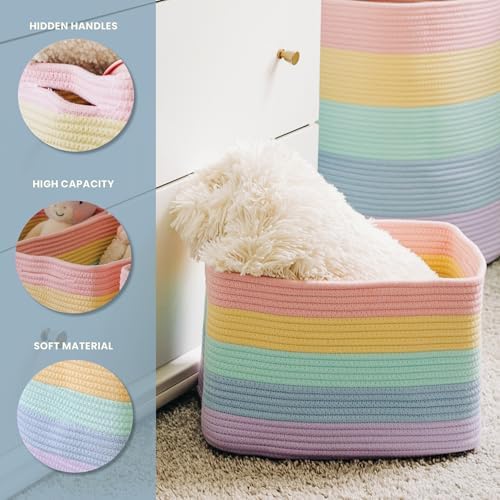 OrganiHaus Rainbow Baskets for Shelves, Set of 3, 15x9x10