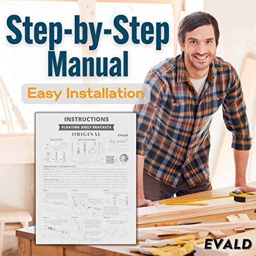 EVALD 6 Inch Floating Shelf Brackets with Screws & Anchors, Hidden Shelf Brackets for Floating Shelves, Floating Shelf M
